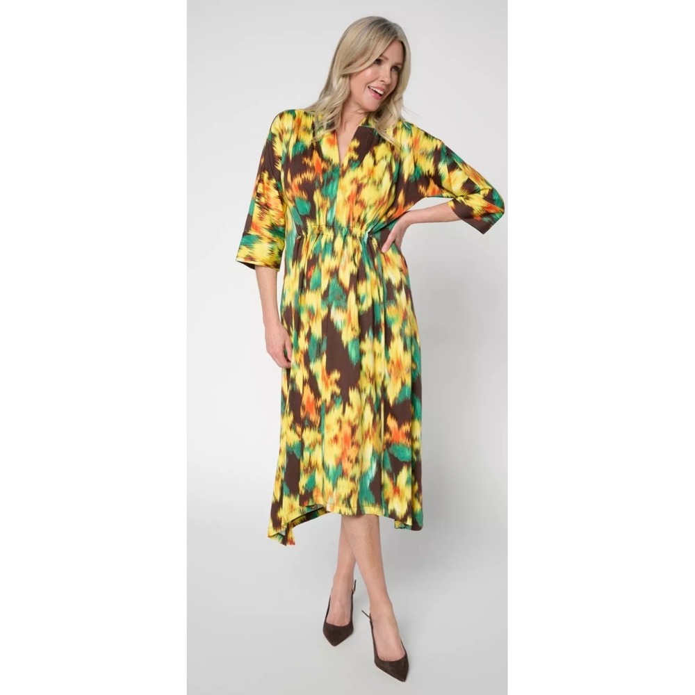 Carla Rockmore Collection Regular Jersey Cinched Waist Midi Dress Large floral